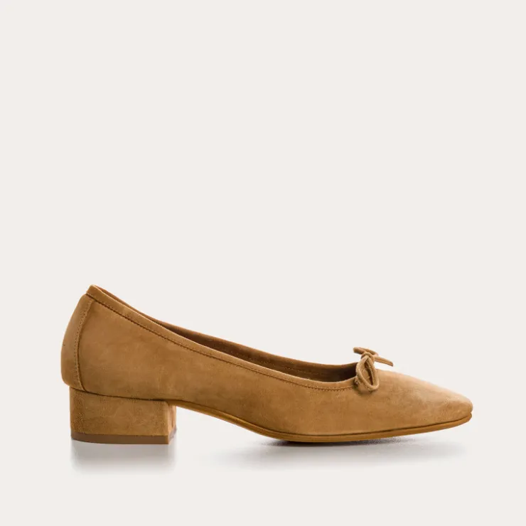 Toute La Collection | Ballerines & Babies | Reqins BALLERINES A TALONS FETICHE CUIR VELOURS HAVANE