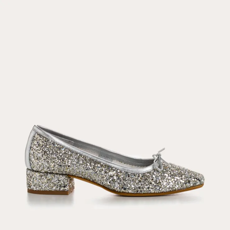 Toute La Collection | Ballerines & Babies | Reqins BALLERINES A TALONS FETICHE GLITTER METALLIQUE