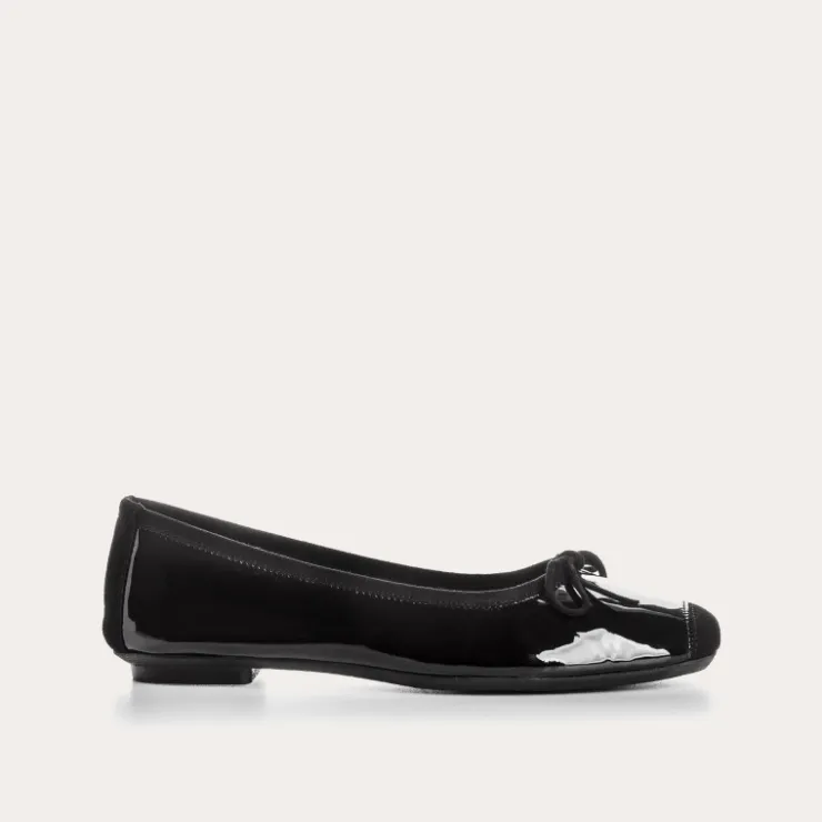 Toute La Collection | Ballerines & Babies | Reqins BALLERINES HARMONY VERNIS/CUIR VELOURS CC NOIR