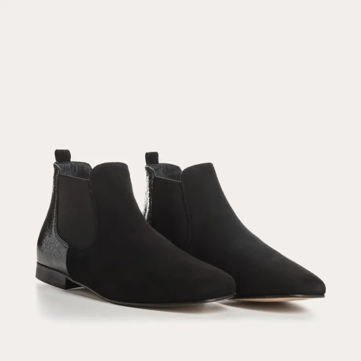 Boots & Bottines | Toute La Collection | Reqins BOOTS LIZETTE CUIR VELOURS/V GRAINE NOIR