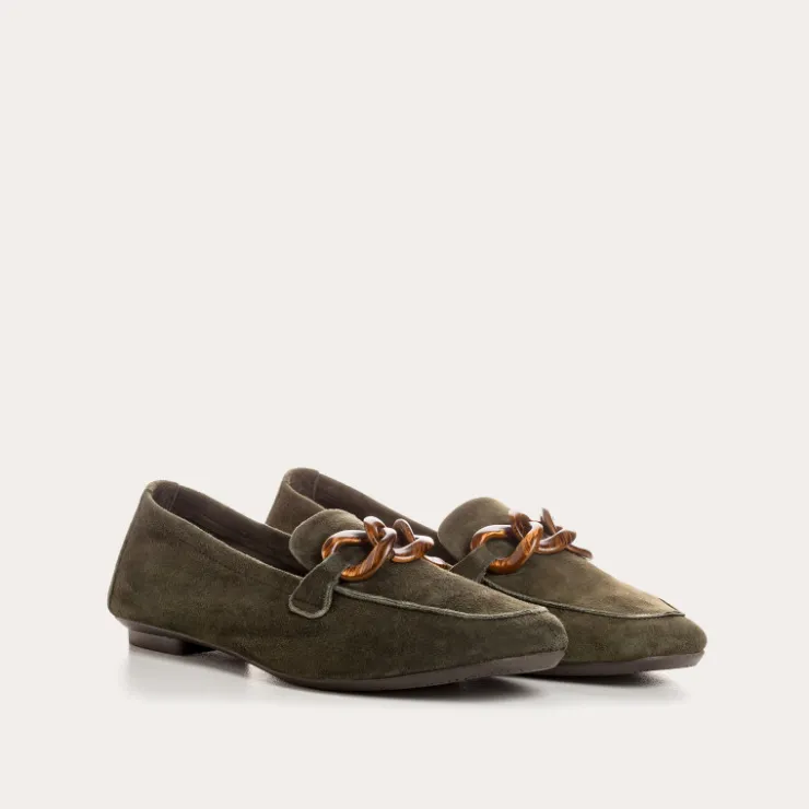 Toute La Collection | Mocassins | Reqins MOCASSINS HORACE CUIR VELOURS VERT