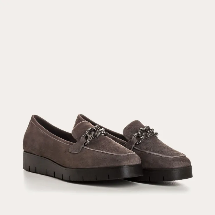 Toute La Collection | Mocassins | Reqins MOCASSINS NORA CUIR VELOURS ANTHRACITE